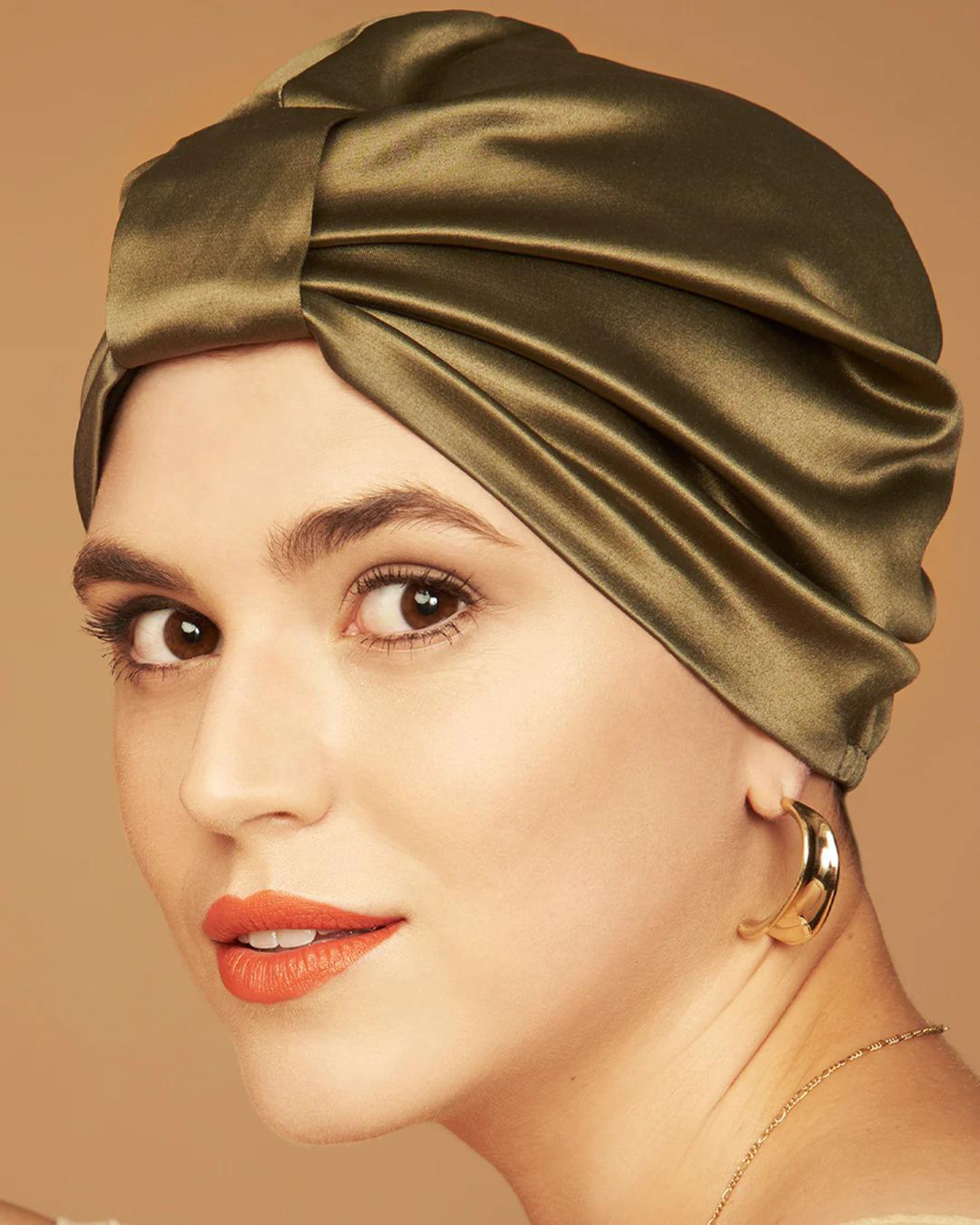 Turban Mütze BOWIE, Satin Oliv