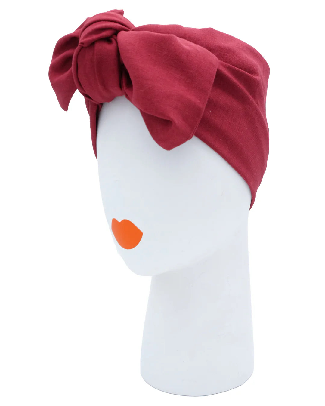 Turban Mütze LOLA, Leinen Bordeauxrot