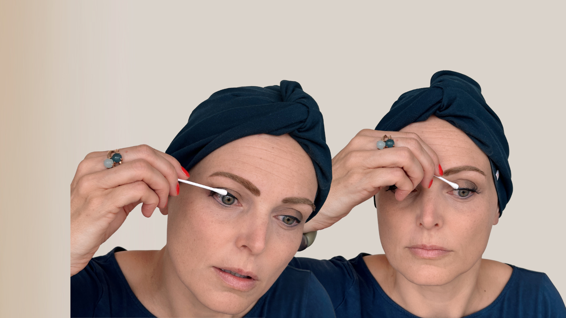 5. Schritt: Wimpernbandhälften sanft andrücken