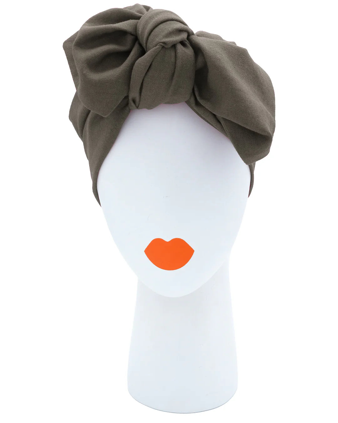 Turban Mütze LOLA, Leinen Olivgrün